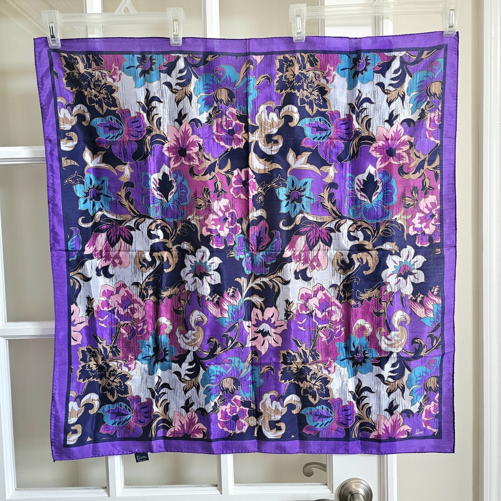 Honey 100% Silk Vintage Scarf Colorful 30in Made in Japan